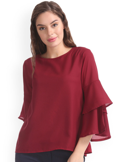 

ELLE Women Maroon Solid A-Line Top