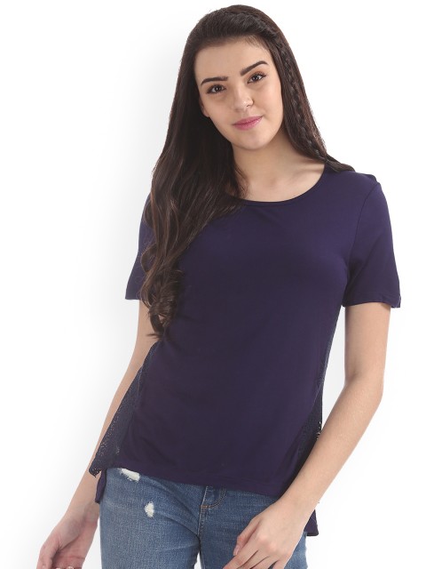 

ELLE Women Navy Blue Solid Top