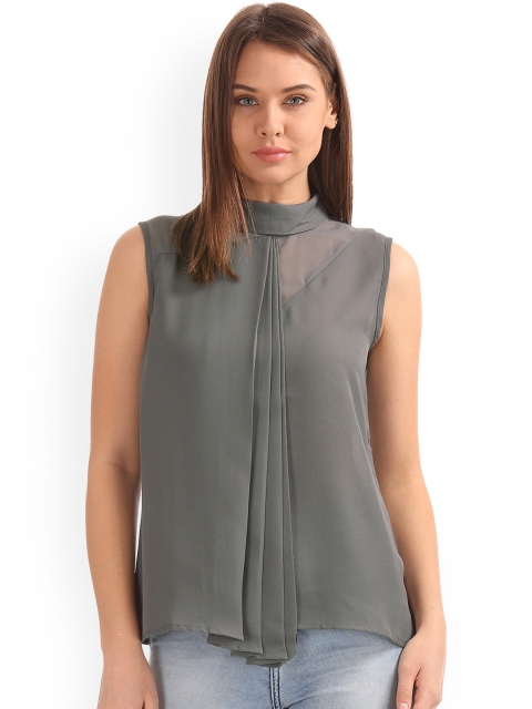 

ELLE Women Grey Solid A-Line Top