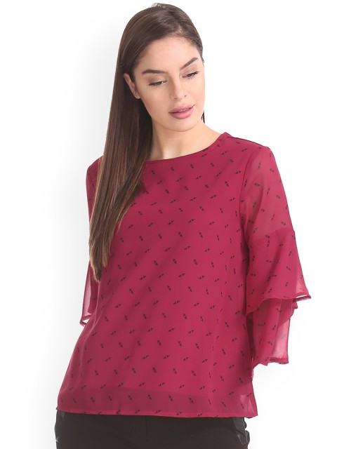 

ELLE Women Magenta Printed A-Line Top