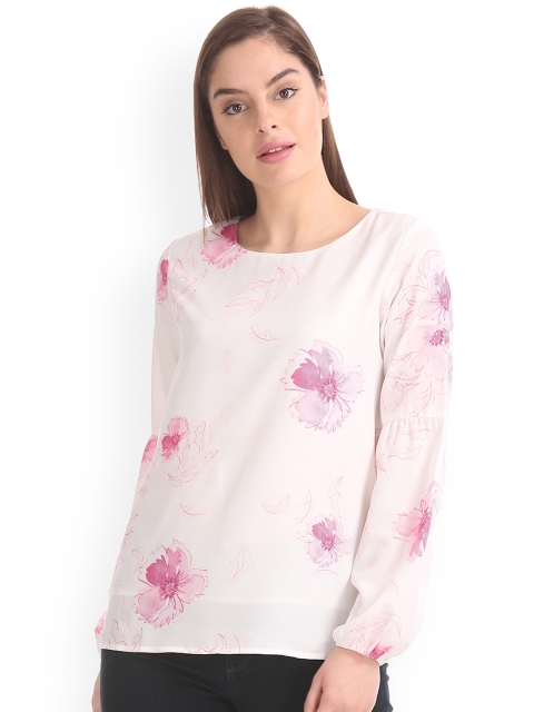 

Cherokee Women Off-White Printed A-Line Top