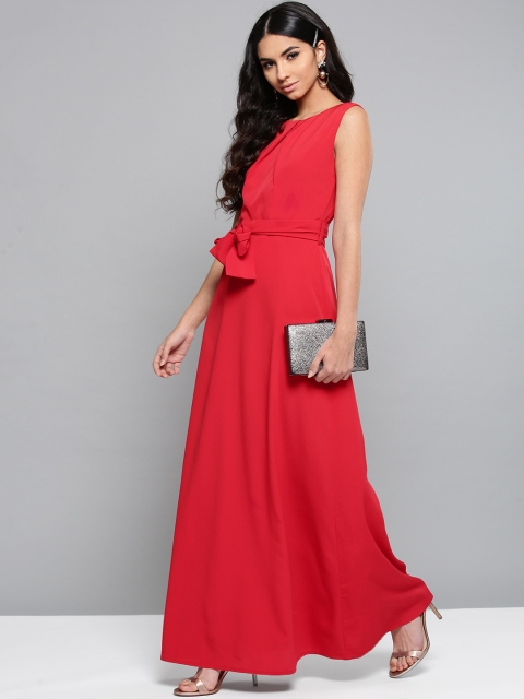 

Harpa Women Red Solid Maxi Dress