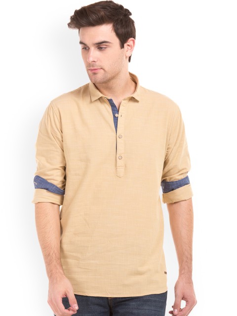 

Cherokee Men Beige & Beige Regular Fit Solid Casual Shirt