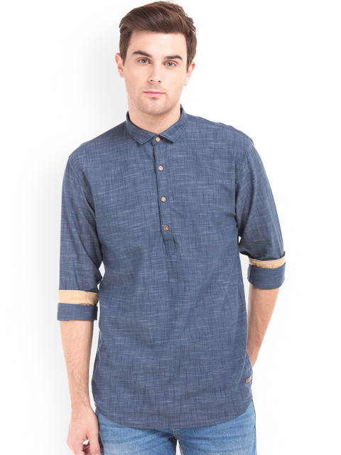 

Cherokee Men Blue & Blue Regular Fit Self Design Casual Shirt