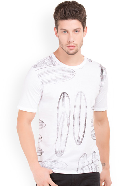 

Colt Men White Printed Round Neck T-shirt