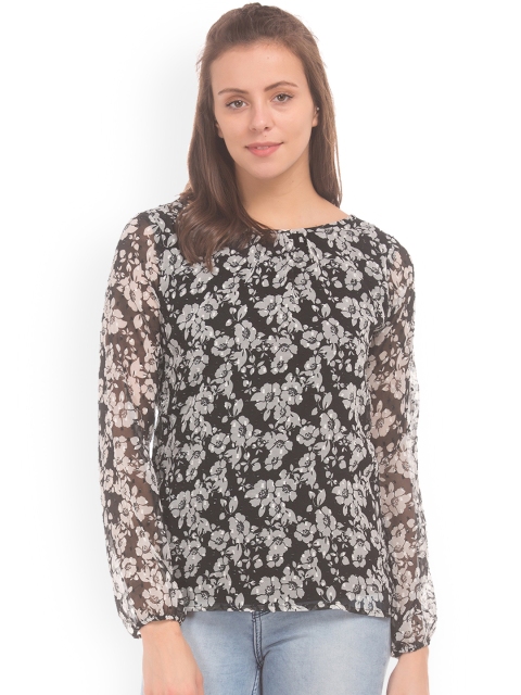 

Cherokee Women Black Floral Printed Top