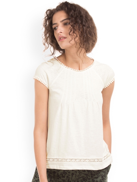 

Cherokee Women Off-White Solid Top