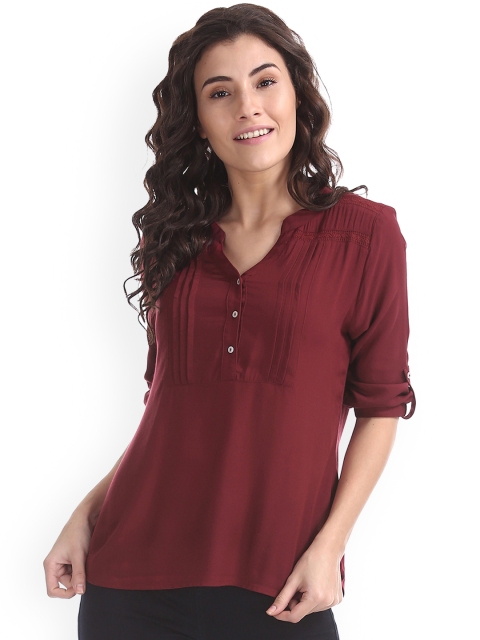 

Cherokee Women Maroon Solid Shirt Style Top