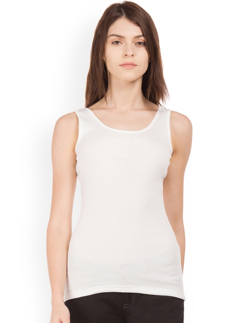 

Cherokee Women Off-White Solid Pure Cotton Top