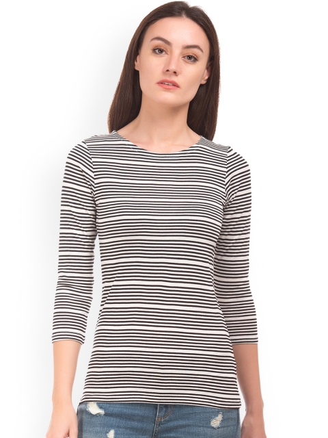 

Cherokee Women Off-White Striped Top
