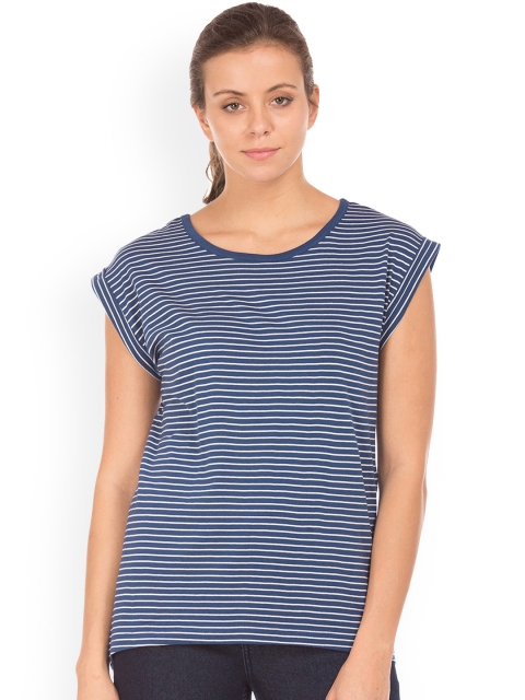 

Cherokee Women Blue & White Striped Top