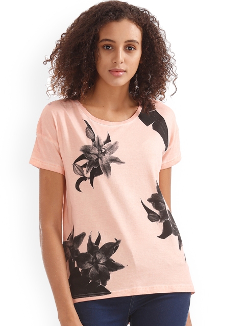 

Cherokee Women Peach-Coloured Printed Top