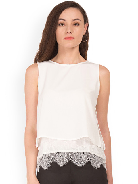 

Cherokee Women Off-White Solid Top