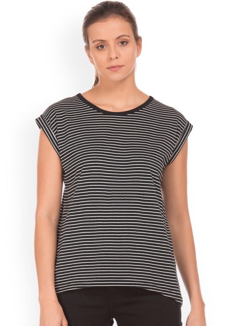 

Cherokee Women Black & White Striped Pure Cotton Top