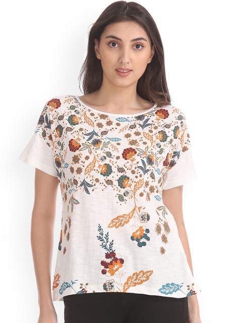 

Cherokee Women Off-White Printed Top