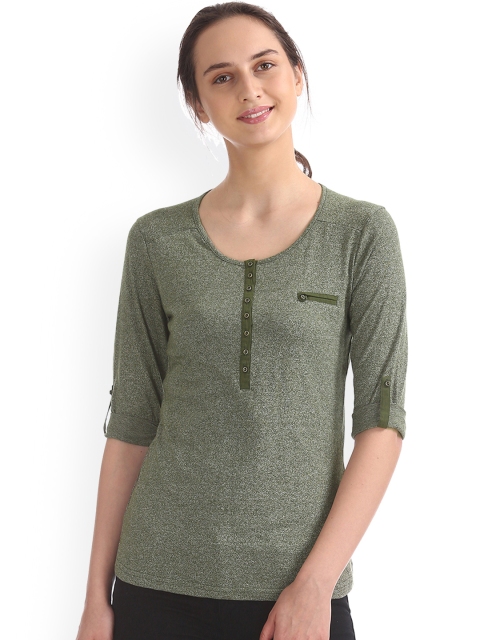 

Cherokee Women Olive Green Solid Top