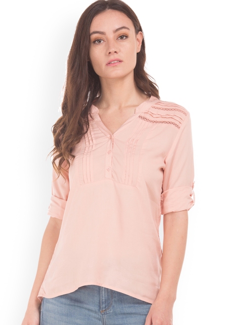 

Cherokee Women Peach-Coloured Solid Shirt Style Top