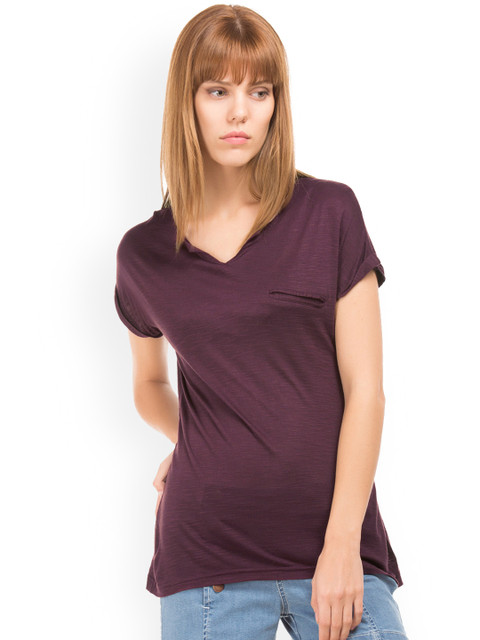 

Cherokee Women Purple Solid Top