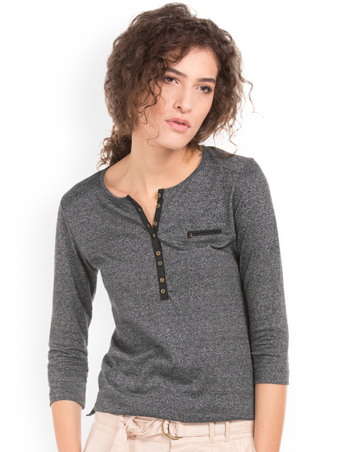 

Cherokee Women Grey Solid Top