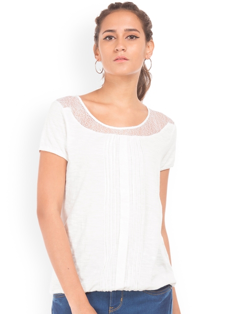 

Cherokee Women Off-White Solid Top