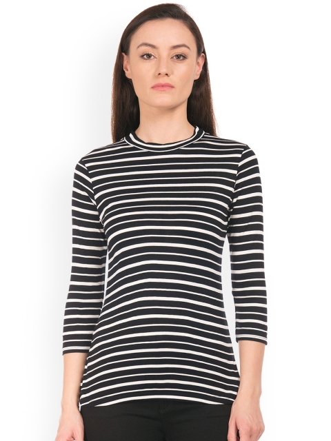 

Cherokee Women Black & White Striped Top