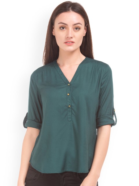

Cherokee Women Green Self Design Top