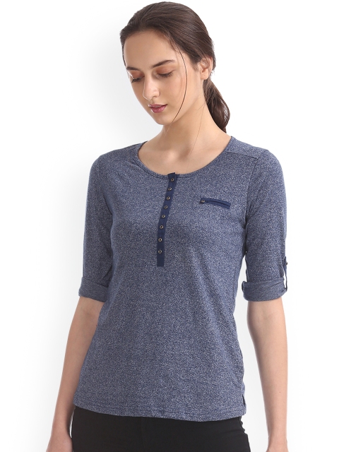 

Cherokee Women Blue Solid Top