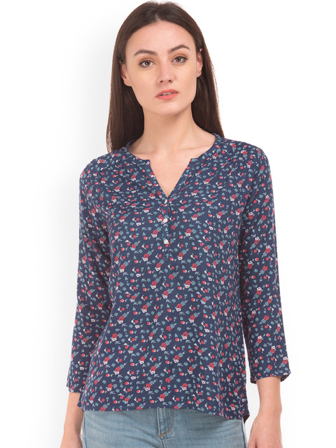 

Cherokee Women Blue Printed Top