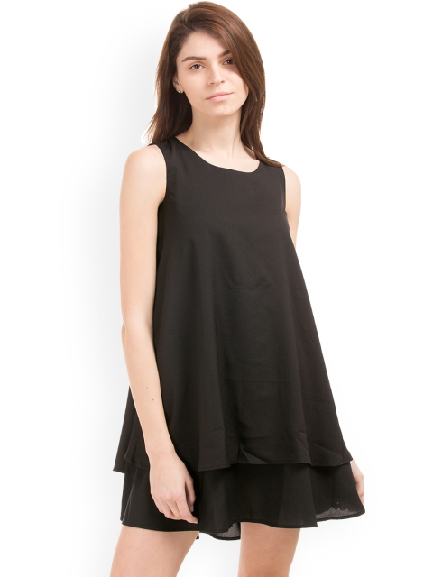 

Sugr Women Black Solid A-Line Dress