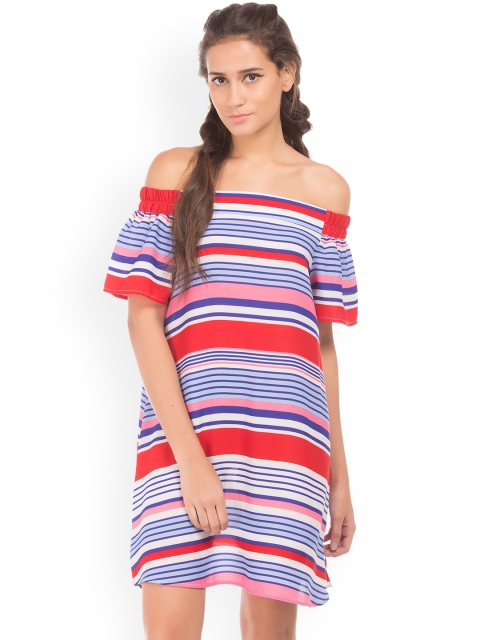 

Sugr Women Multicoloured Striped A-Line Dress, Multi