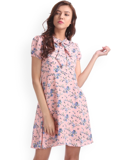 

Sugr Women Pink Printed Fit and Flare Dress