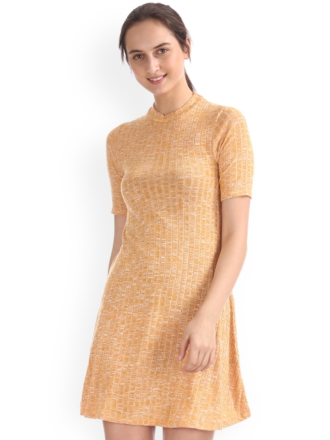 

Sugr Women Yellow Solid A-Line Dress