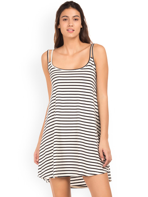 

Sugr Women White Striped T-shirt Dress
