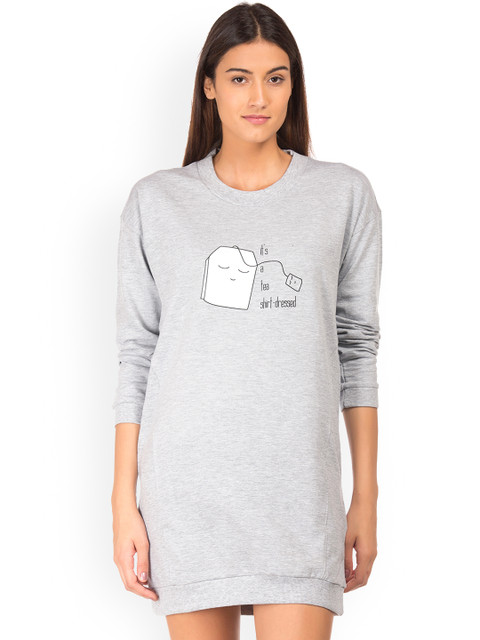

Sugr Women Grey Printed Sweater Dress
