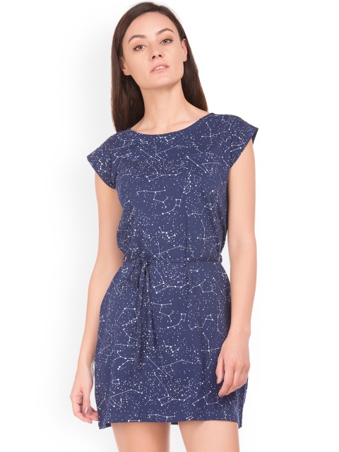 

Sugr Women Blue Printed A-Line Dress