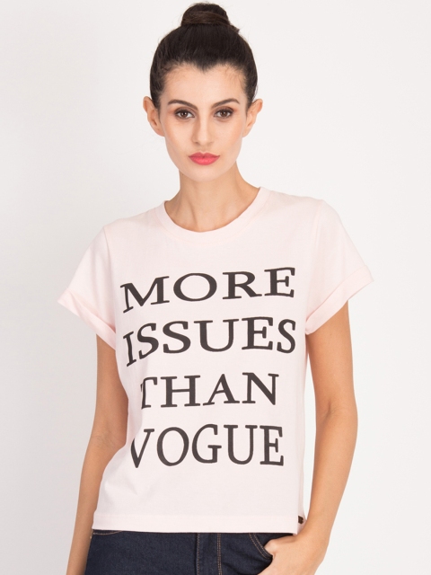 

Magzayra Women Pink Printed Round Neck T-shirt