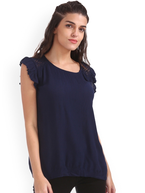 

Sugr Women Blue Self Design A-Line Top