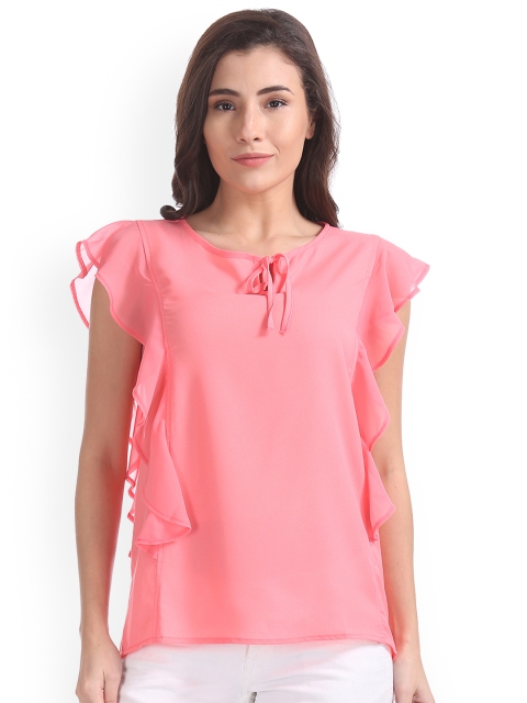 

Sugr Women Peach-Coloured Solid Top