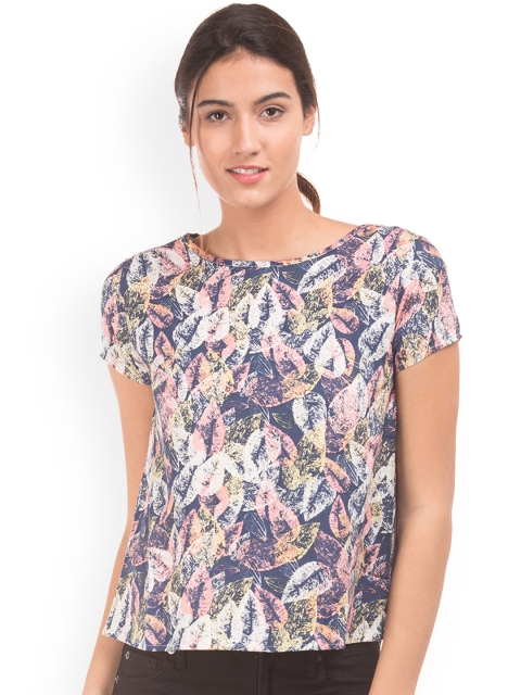 

Sugr Women Blue Printed Styled Back Top