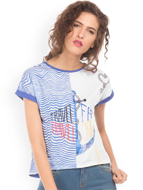 

Sugr Women Blue Printed Top