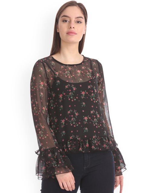 

Sugr Women Black Printed A-Line Top