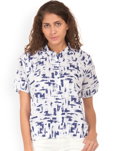 

Sugr Women White Printed Shirt Style Top