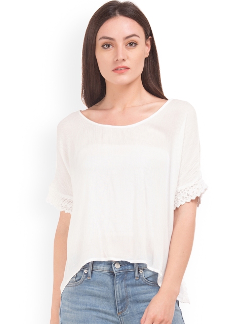 

Sugr Women White Self Design A-Line Top