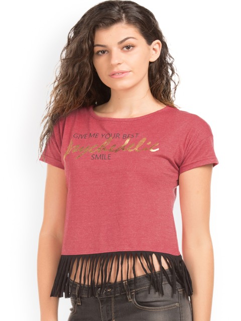 

Sugr Women Red Printed Top