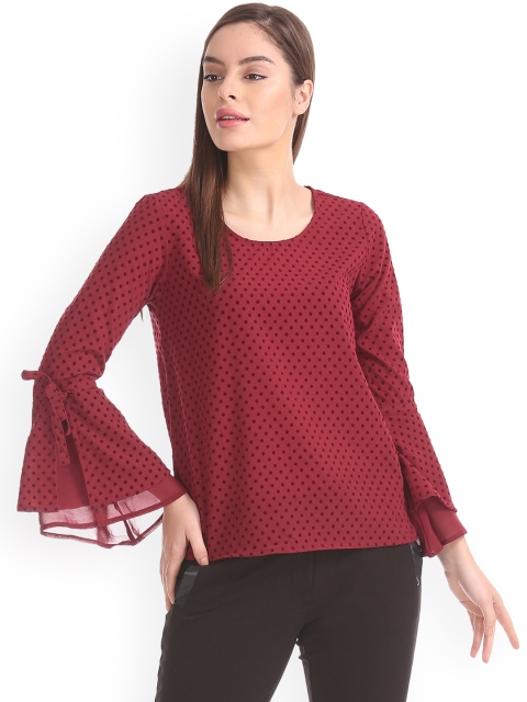 

Sugr Women Maroon Printed A-Line Top