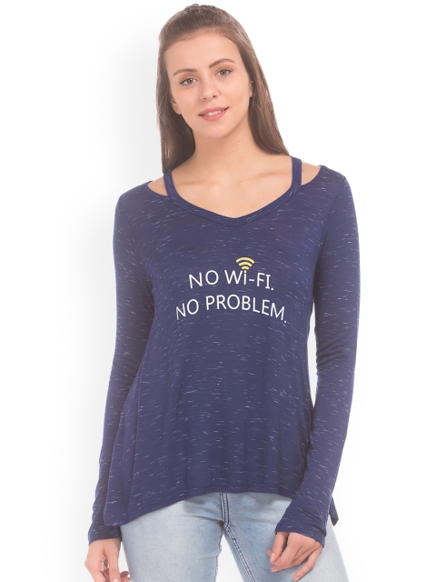 

Sugr Women Blue Printed A-Line Top