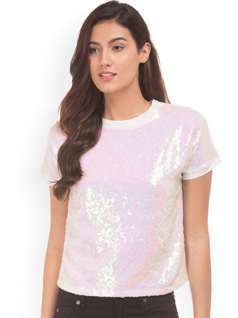

Sugr Women White Embellished Top
