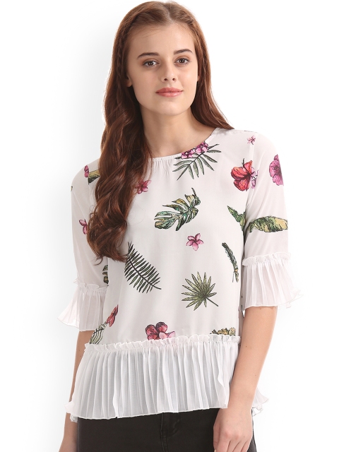 

Sugr Women Off-White Printed A-Line Top