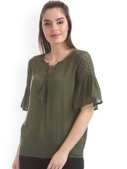

Sugr Women Green Self Design Top