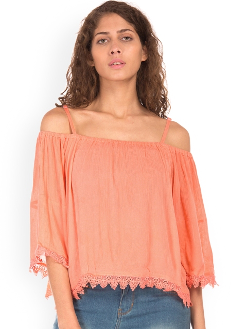 

Sugr Women Coral Self Design A-Line Top